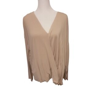 Versona Womens Taupe/Beige Crossover  Long Sleeve Top L